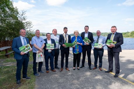 (l to r) Liam Ward, Director of Community Development & Planning Services, Cllr Jimmy Kavanagh, Cllr Martin McDermott, Cllr Ciaran Brogan, Cllr Donal Kelly, Minister Humphreys, Minister McConalogue, Cllr Donal Coyle, Michael McGarvey, Director of Water and Environment